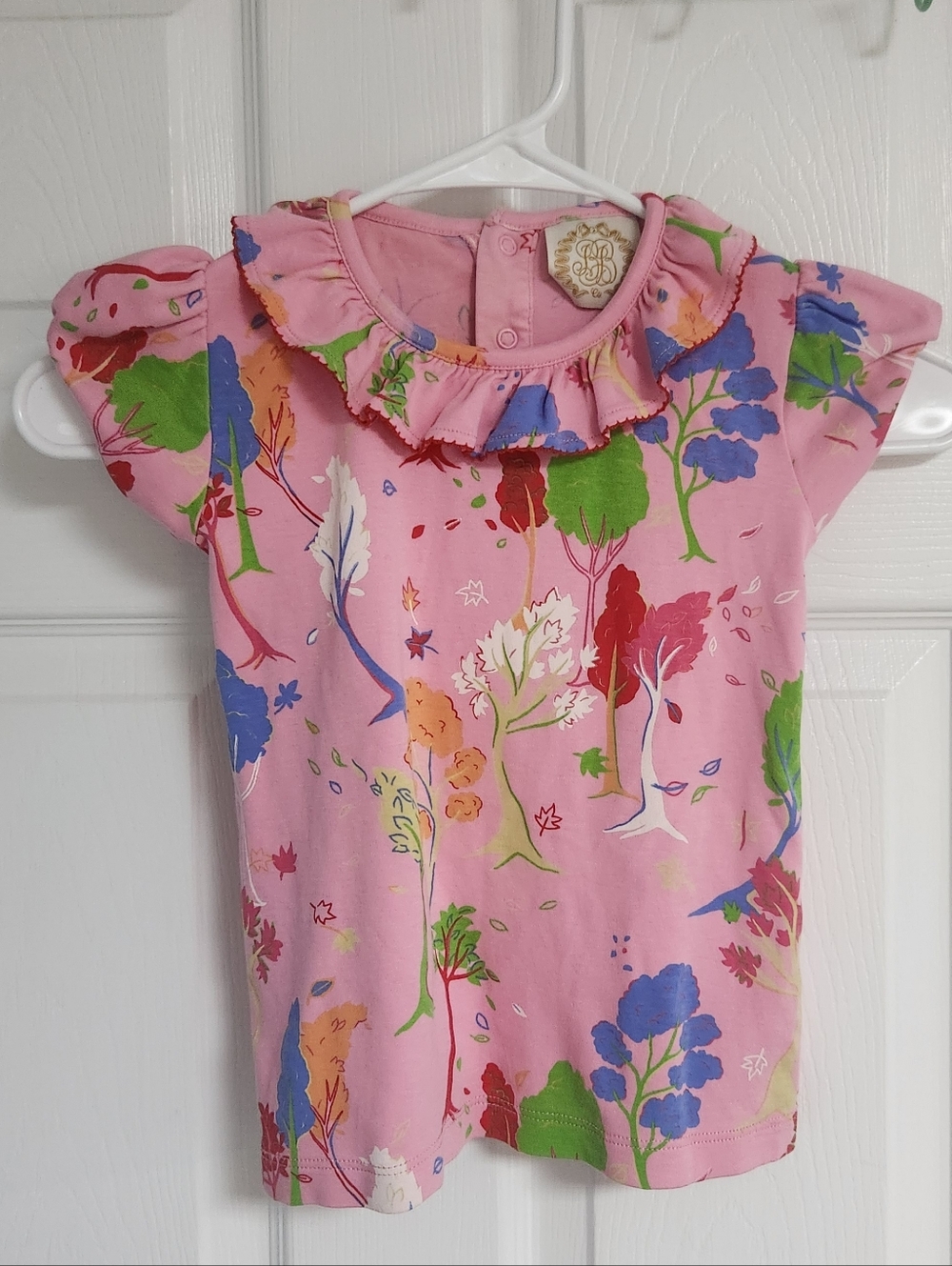 The Beaufort Bonnet Company Pink Floral Ruffle-Sleeve Top